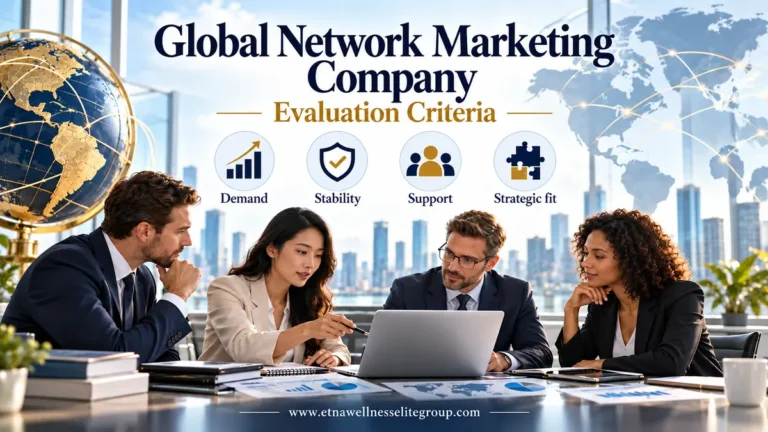International business team using neutral criteria to evaluate network marketing companies globally